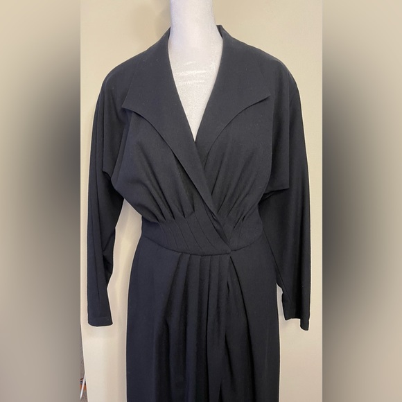 Pia Rucci Women’s Black Vintage Dress 100 % Wool Wrap Long Sleeves Size 10. NWT - Picture 7 of 17